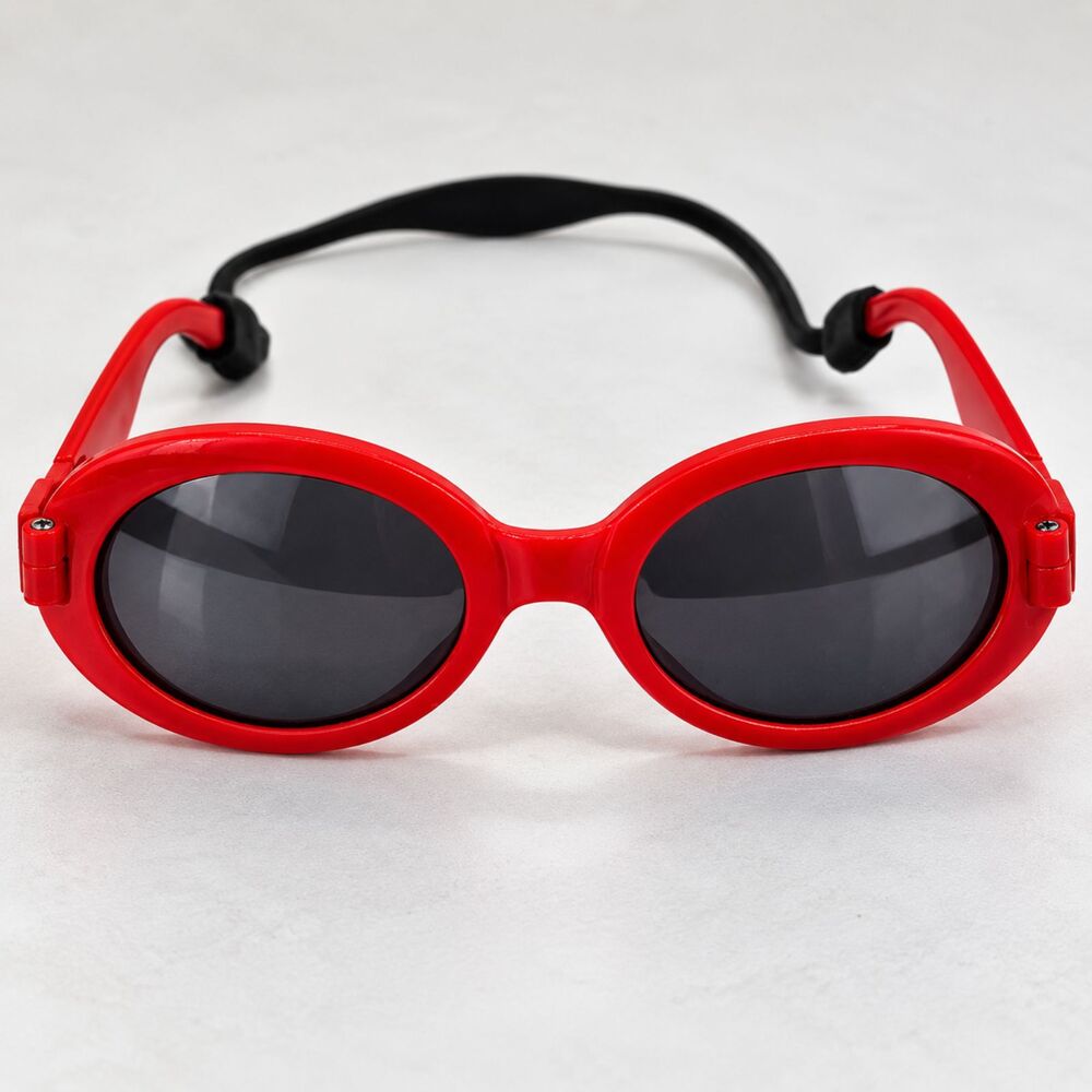 Dog Sunglasses Red Oval Dark Lens Adjustable Strap Small Medium Pet Goggles